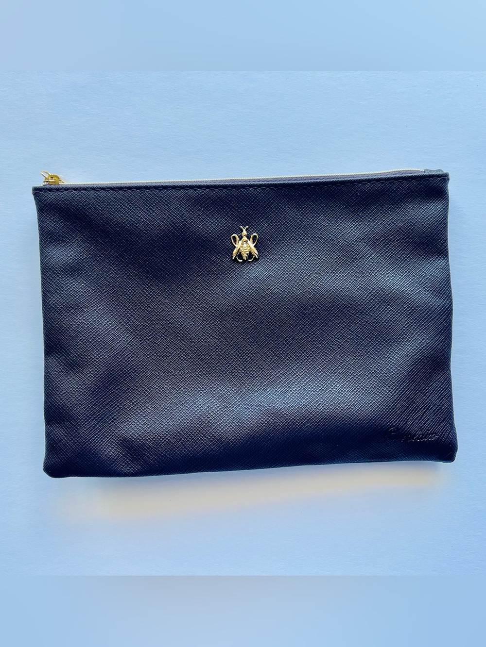 Guerlain Paris Bee Logo Brown Cosmetic Bag Travel Pouch Clutch NWOT Zipper